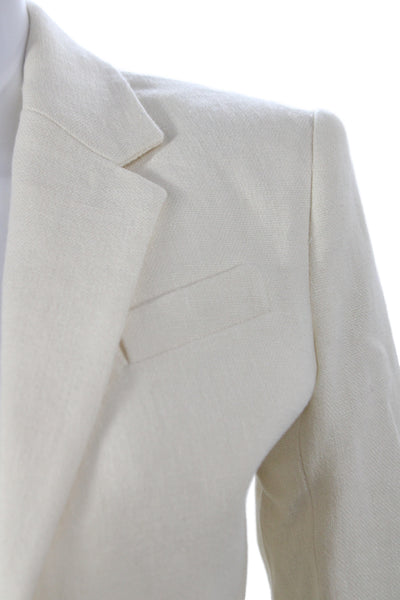A.L.C. Women Blazer Beige Linen Cotton Collared Long Sleeve Classic Size 0