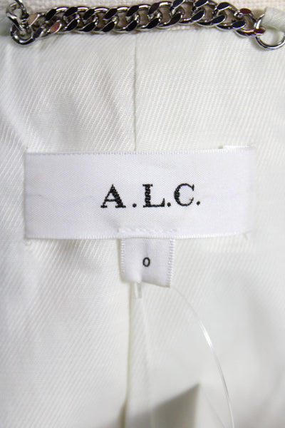 A.L.C. Women Blazer Beige Linen Cotton Collared Long Sleeve Classic Size 0