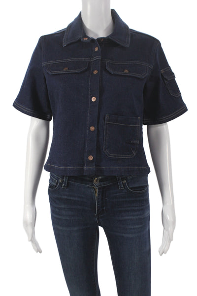 Ksubi Womens Military Jacket Dark Blue Short Sleeve Size XS