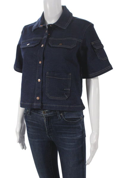 Ksubi Womens Military Jacket Dark Blue Short Sleeve Size XS