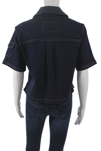 Ksubi Womens Military Jacket Dark Blue Short Sleeve Size XS