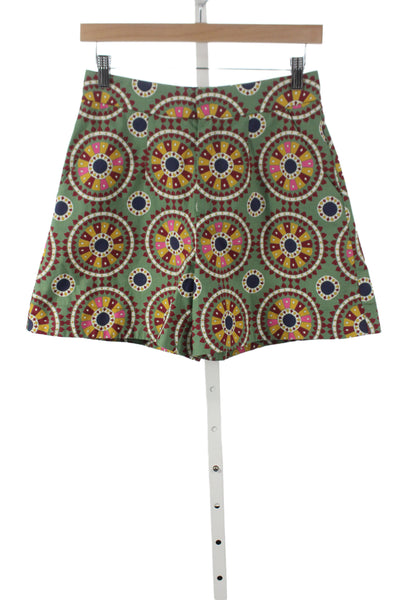 La Double J Unisex Shorts Green Geometric Cotton Art Hook Eye Size XS