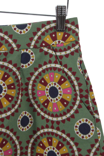 La Double J Unisex Shorts Green Geometric Cotton Art Hook Eye Size XS