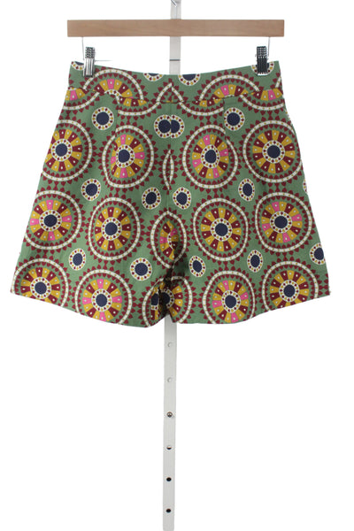 La Double J Unisex Shorts Green Geometric Cotton Art Hook Eye Size XS