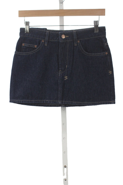 Ksubi Women Mini Straight Pencil Skirt Dark Blue 80% Cotton Size 23