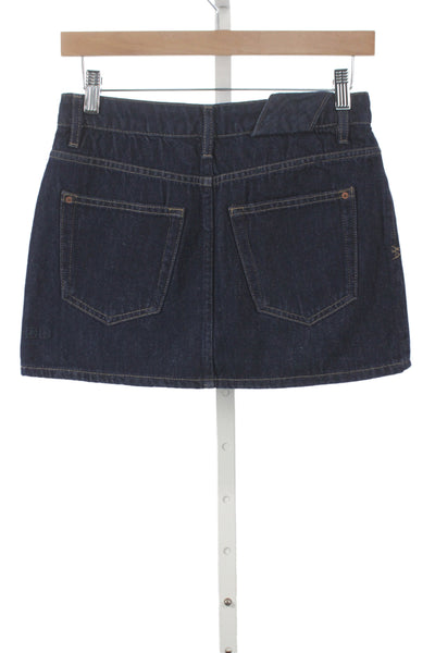 Ksubi Women Mini Straight Pencil Skirt Dark Blue 80% Cotton Size 23