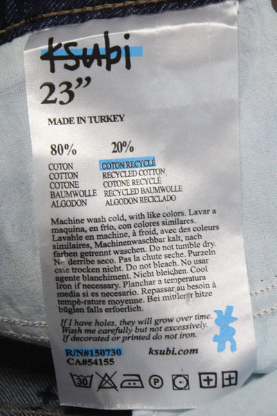 Ksubi Women Mini Straight Pencil Skirt Dark Blue 80% Cotton Size 23
