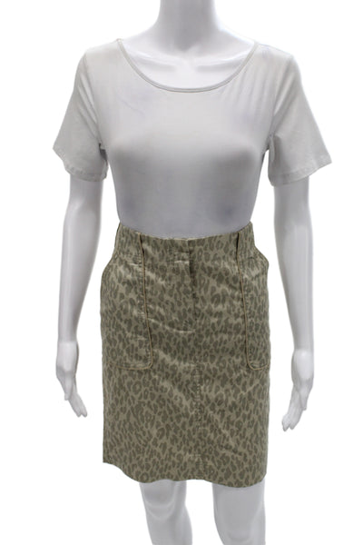 Gerard Darel Women Beige Animal Print Straight Pencil Skirt Short Size 36W