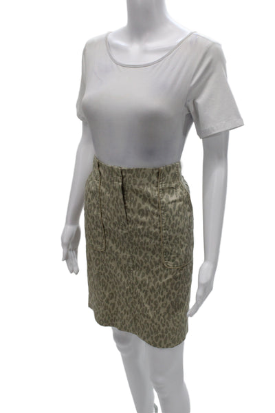 Gerard Darel Women Beige Animal Print Straight Pencil Skirt Short Size 36W