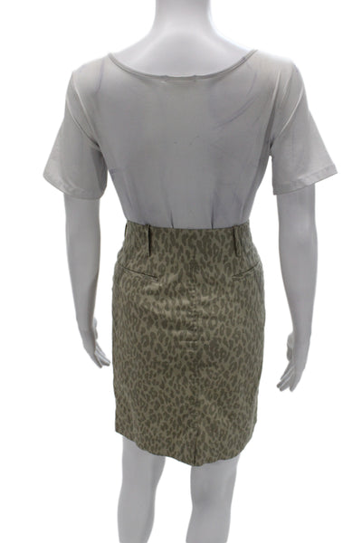 Gerard Darel Women Beige Animal Print Straight Pencil Skirt Short Size 36W