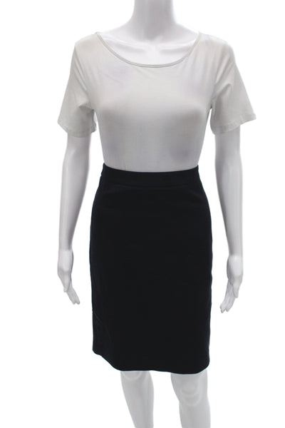 J Crew Womens Straight Pencil Skirt Black Cotton Solid Knee Length Size 0