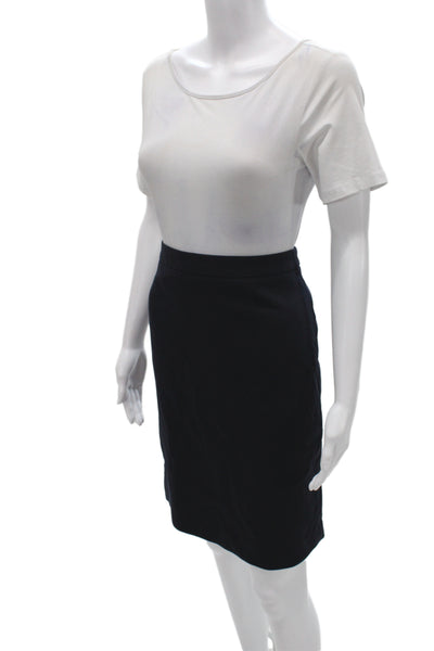 J Crew Womens Straight Pencil Skirt Black Cotton Solid Knee Length Size 0