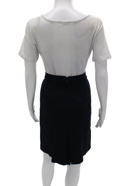 J Crew Womens Straight Pencil Skirt Black Cotton Solid Knee Length Size 0