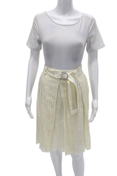 Strenesse Women Pleated Striped Beige Short Skirt Size 4