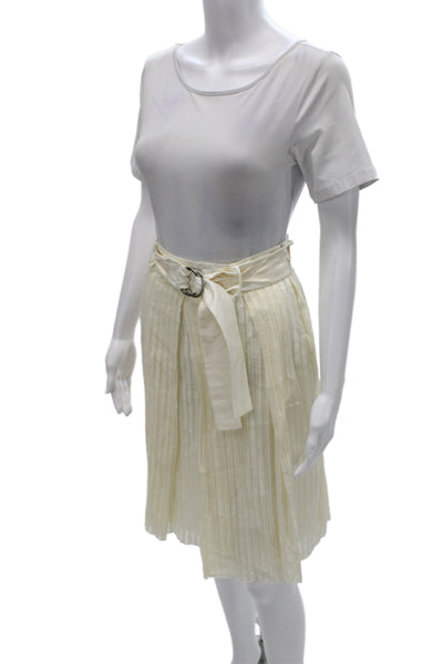 Strenesse Women Pleated Striped Beige Short Skirt Size 4