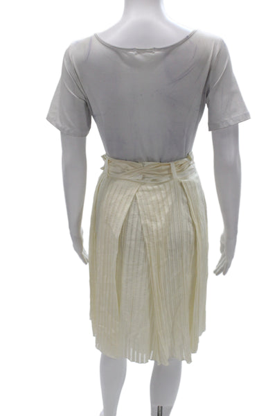 Strenesse Women Pleated Striped Beige Short Skirt Size 4