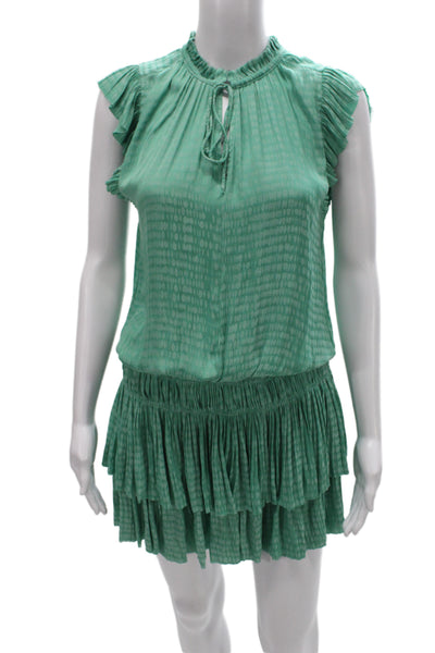 Current Air Womens Blouson Mini Dress Green High Neck Short Sleeve Size S
