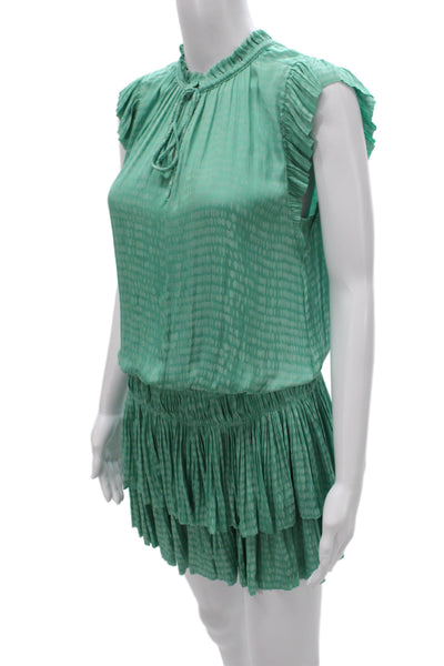 Current Air Womens Blouson Mini Dress Green High Neck Short Sleeve Size S
