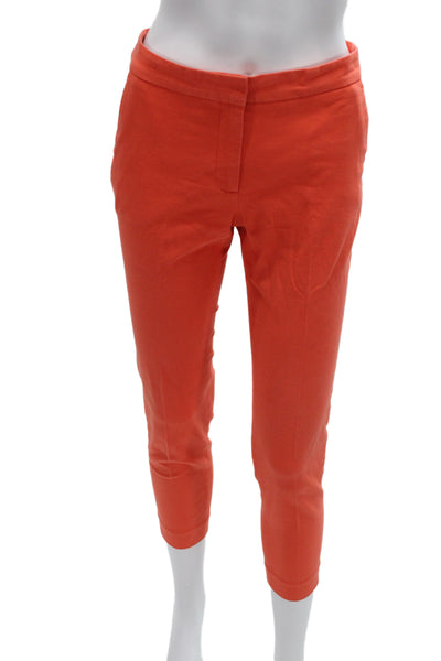 Zara Basic Women Ankle Cropped Orange Pants Petite Cotton Size S