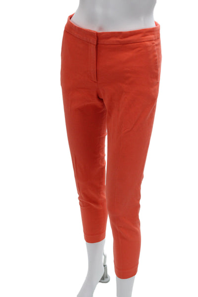Zara Basic Women Ankle Cropped Orange Pants Petite Cotton Size S