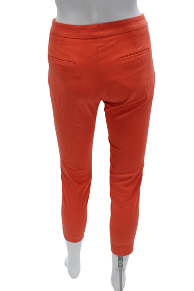 Zara Basic Women Ankle Cropped Orange Pants Petite Cotton Size S