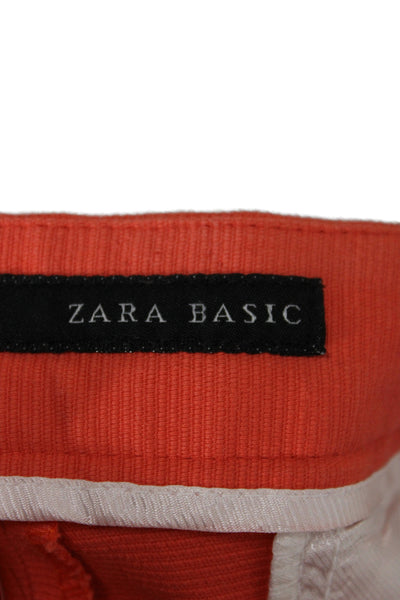 Zara Basic Women Ankle Cropped Orange Pants Petite Cotton Size S