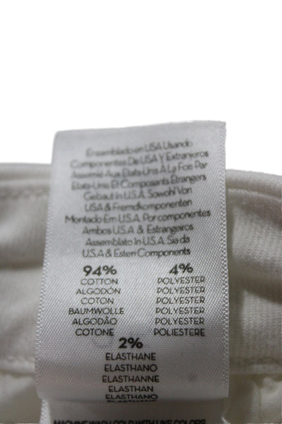 Mother Women Ankle Skinny White Jeans Mid Rise Button Size 25
