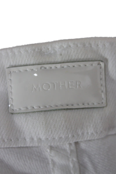 Mother Women Ankle Skinny White Jeans Mid Rise Button Size 25