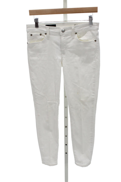 J Crew Womens Skinny Ankle Jeans White Mid Rise Size 27