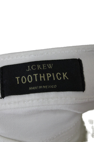 J Crew Womens Skinny Ankle Jeans White Mid Rise Size 27