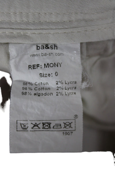 Ba&Sh Women Chino Pants White Cotton Lycra Inseam 29 Size 0