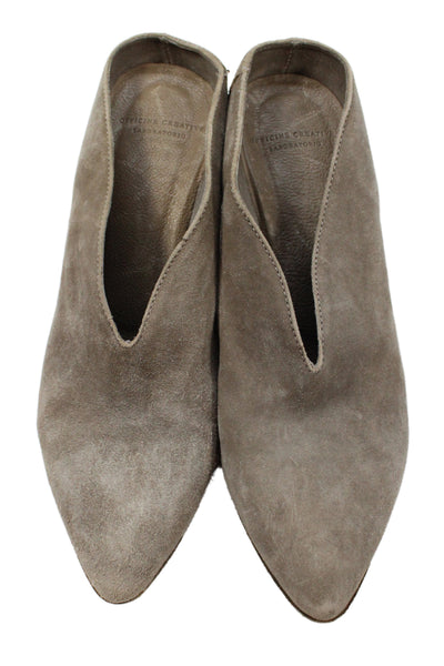 Officine Creative Womens Suede Pointed Toe Heels Gray Size 37.5 7.5
