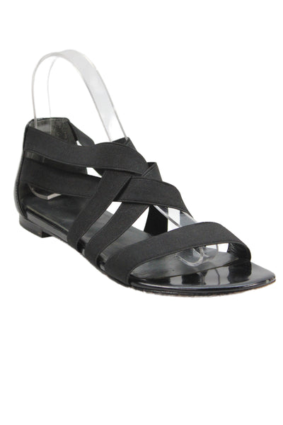 Stuart Weitzman Womens Stretch Strappy Sandals Black Size 7.5M