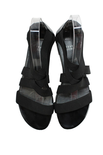 Stuart Weitzman Womens Stretch Strappy Sandals Black Size 7.5M