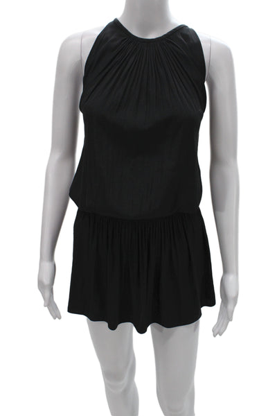 Ramy Brook Womens Romper Sleeveless Black Round Neck Short Size M