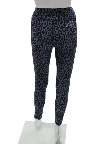 The Upside Women Ankle Jogger Leggings Dark Blue Animal Print Drawstring Size 6