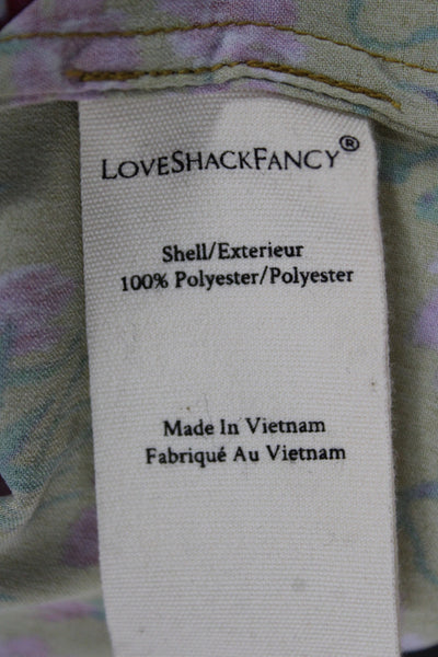 Love Shack Fancy Womens Yellow Floral Button Up Long Sleeve Blouse Size XS