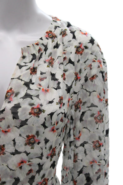 Tanya Taylor Womens Floral V-Neck Long Sleeve Silk Cotton Blouse Size XS