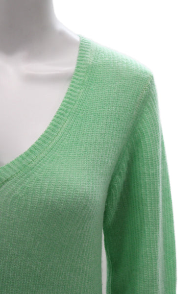 Line Unisex Green 100% Cashmere V-Neck Pullover Long Sleeve Classic Size S