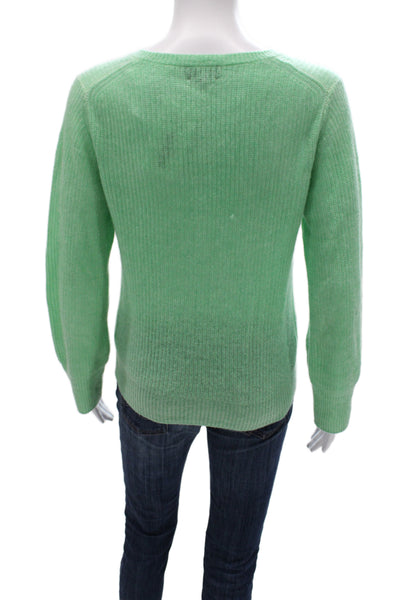 Line Unisex Green 100% Cashmere V-Neck Pullover Long Sleeve Classic Size S