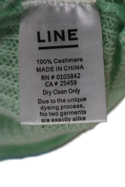 Line Unisex Green 100% Cashmere V-Neck Pullover Long Sleeve Classic Size S