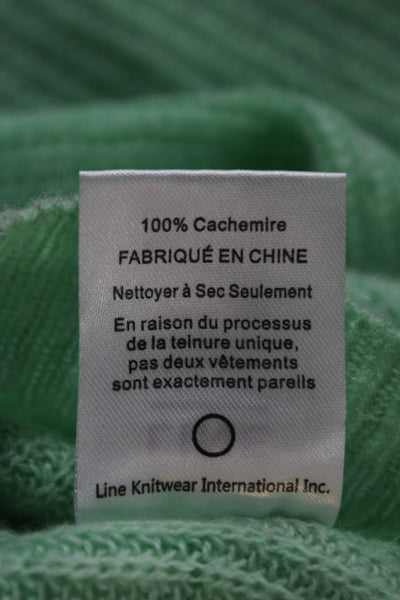 Line Unisex Green 100% Cashmere V-Neck Pullover Long Sleeve Classic Size S