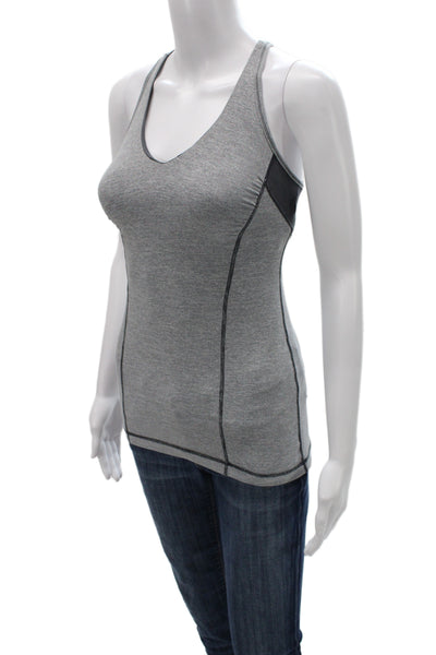 Lululemon Women V-Neck Striped Cotton Tank Gray Sports Size S