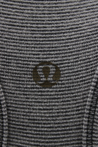 Lululemon Women V-Neck Striped Cotton Tank Gray Sports Size S
