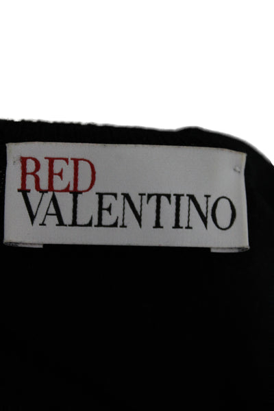 RED Valentino Women Black Round Neck Short Sleeve T-Shirt Size S
