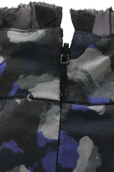 Theory Women Black Mock Neck Long Sleeve Silk Cotton Blouse Petite Size S