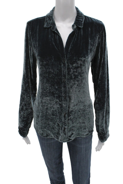 Bella Dahl Womens Collared Button Up Long Sleeve Dark Gray Tencel Silk Size M