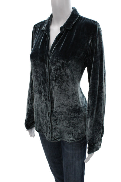Bella Dahl Womens Collared Button Up Long Sleeve Dark Gray Tencel Silk Size M