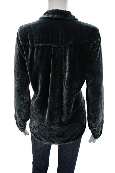 Bella Dahl Womens Collared Button Up Long Sleeve Dark Gray Tencel Silk Size M