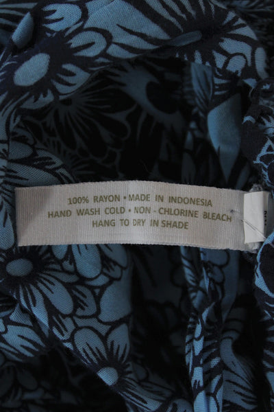 Cool Change Womens Dark Blue Floral Maxi Sundress Square Neck Tie Size S